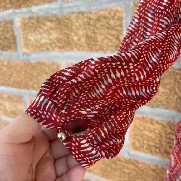 Veronica Beard Womens Priya pintucked printed silk-georgette mini dress Brick 2 - Picture 9 of 16